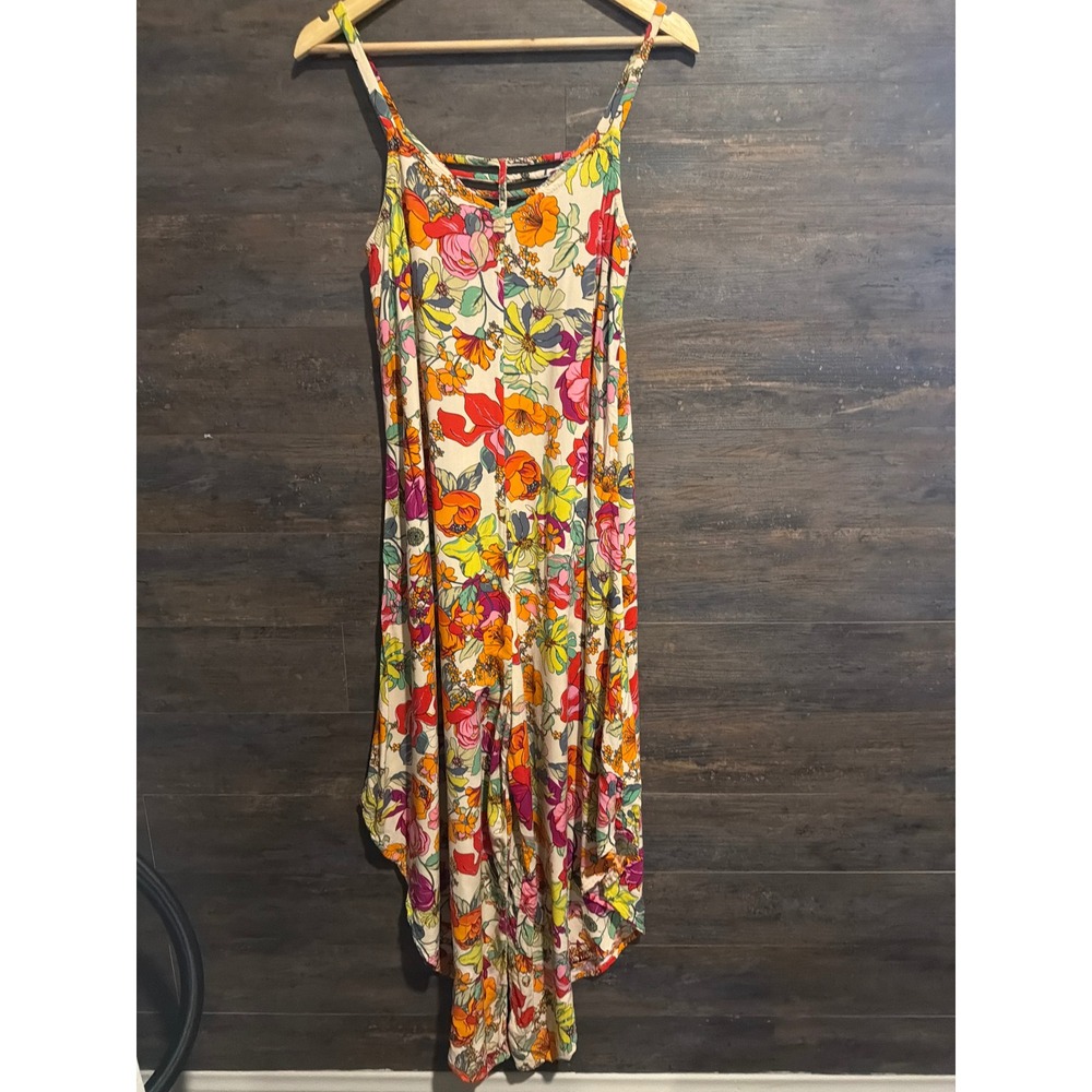 Ivy Street Womens Floral Sharkbite Hem Maxi Dress Multi Color Boho Rayon Size M